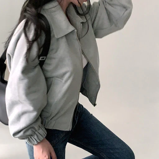 Title 27, Retro Lapel Loose Zip Long Sleeve Short Coat of...