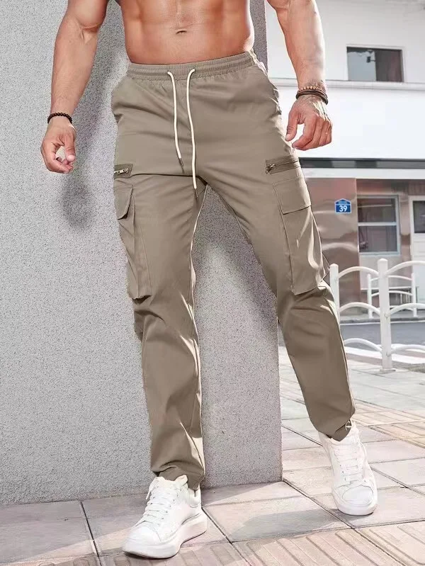 Heren casual sportbroek met ritssluiting versieringen, comfortabel en stijlvol voor dagelijks gebruik en sportieve activiteiten. Ideaal voor mannen. — foto 7