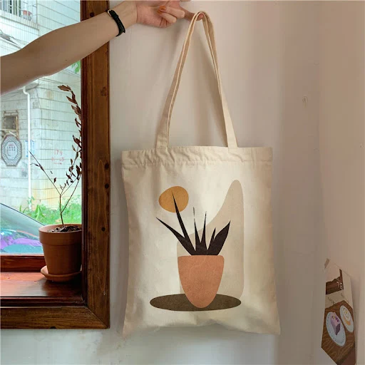 Title 4, Bolsa de lona com estampa de plantas para estud...