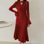 Vestido suéter Temperamento Retro com base acolchoada e malha francesa. Conforto e estilo vintage para um visual elegante e aconchegante. — foto 1