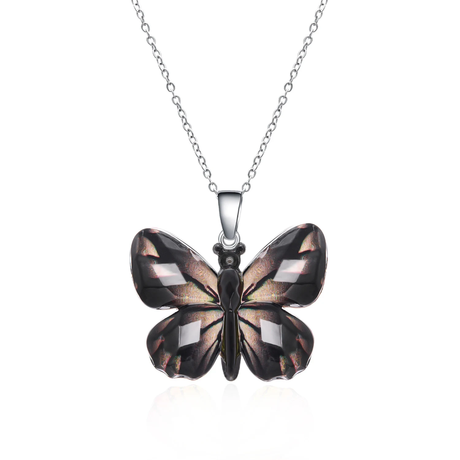 Colar de borboleta retrô multicolorido feminino em aço inoxidável. Adicione um toque de cor e estilo vintage ao seu visual diário. — foto 5