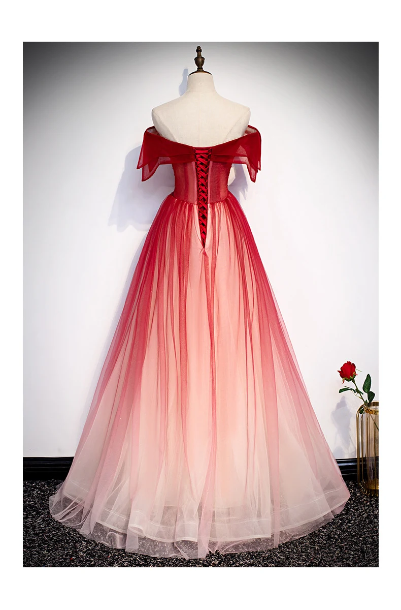 Title 13, Womens Long Fairy Starry Sky Gradient Red Tube...