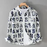Camisa de manga longa com estampa de letras, moderna e casual, soltinha, ideal para um look fashion e confortável. — foto 9