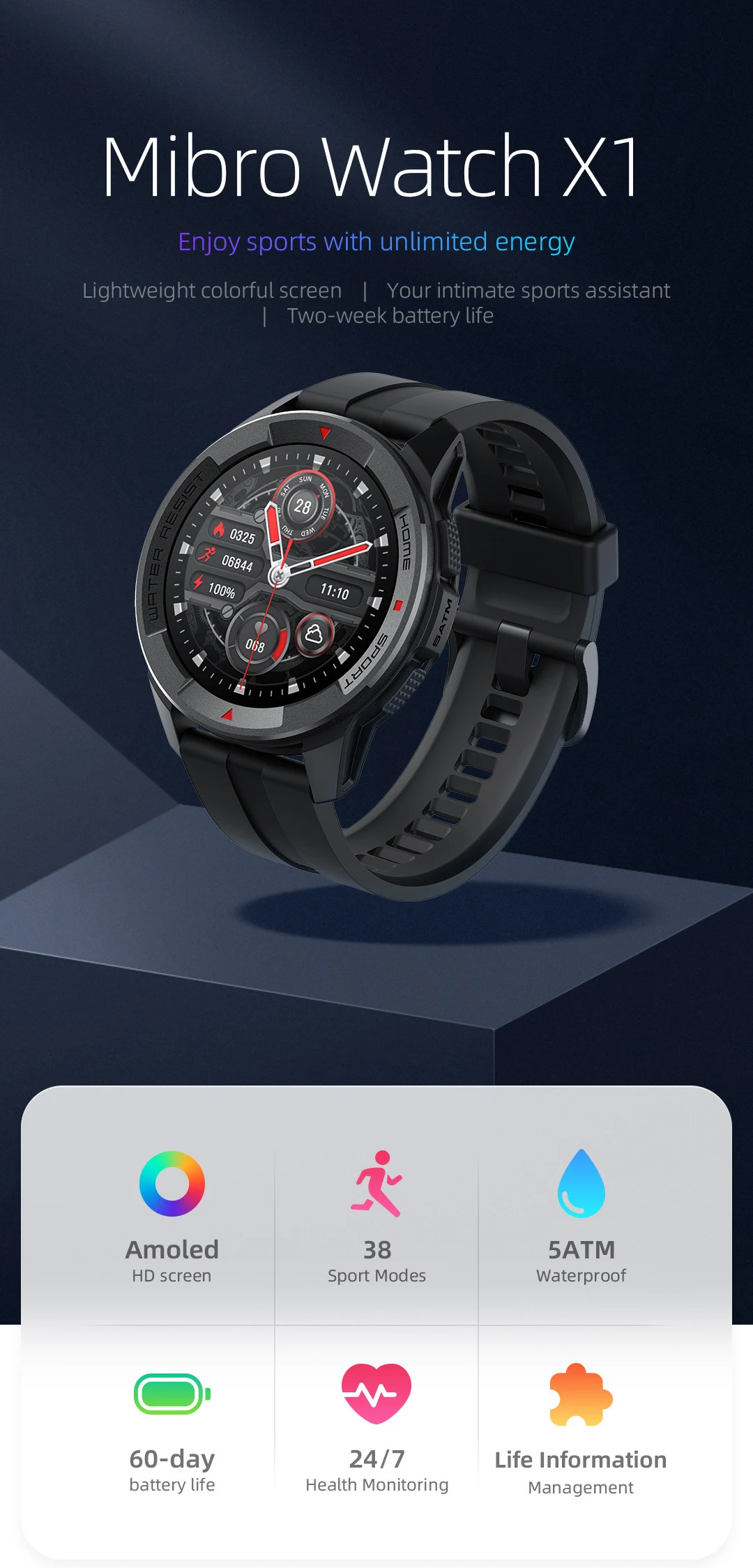 Title 2, Smartwatch esportivo APP internacional monitora...