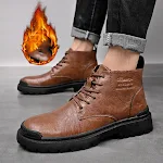 Men's Leather Martin Boots High-top British Style Plus Velvet Mid-top Trendy Shoes for Comfort and Fashion — photo 2