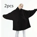 Kapuzenpullover mit großen Taschen, Pullover, bequem, locker, doppelseitig, Fleece, dicker, tragbare Decke — foto 3