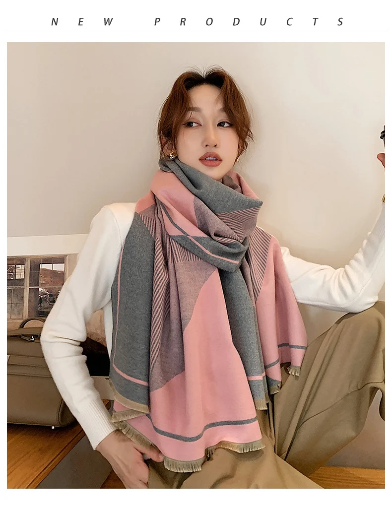 Title 3, New Double-sided Geometric Imitation Cashmere S...