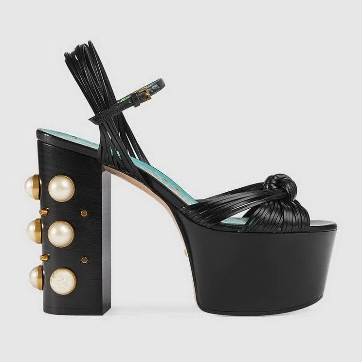 Sandálias femininas novas de plataforma com salto alto e tachas, perfeitas para um visual moderno e confortável, realce sua elegância. — foto 4