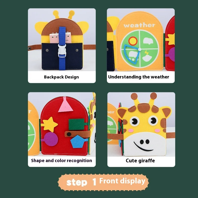 Lousa de feltro colorida em forma de girafa para aprendizado, estimula criatividade, habilidades motoras finas e interação educativa. — foto 10
