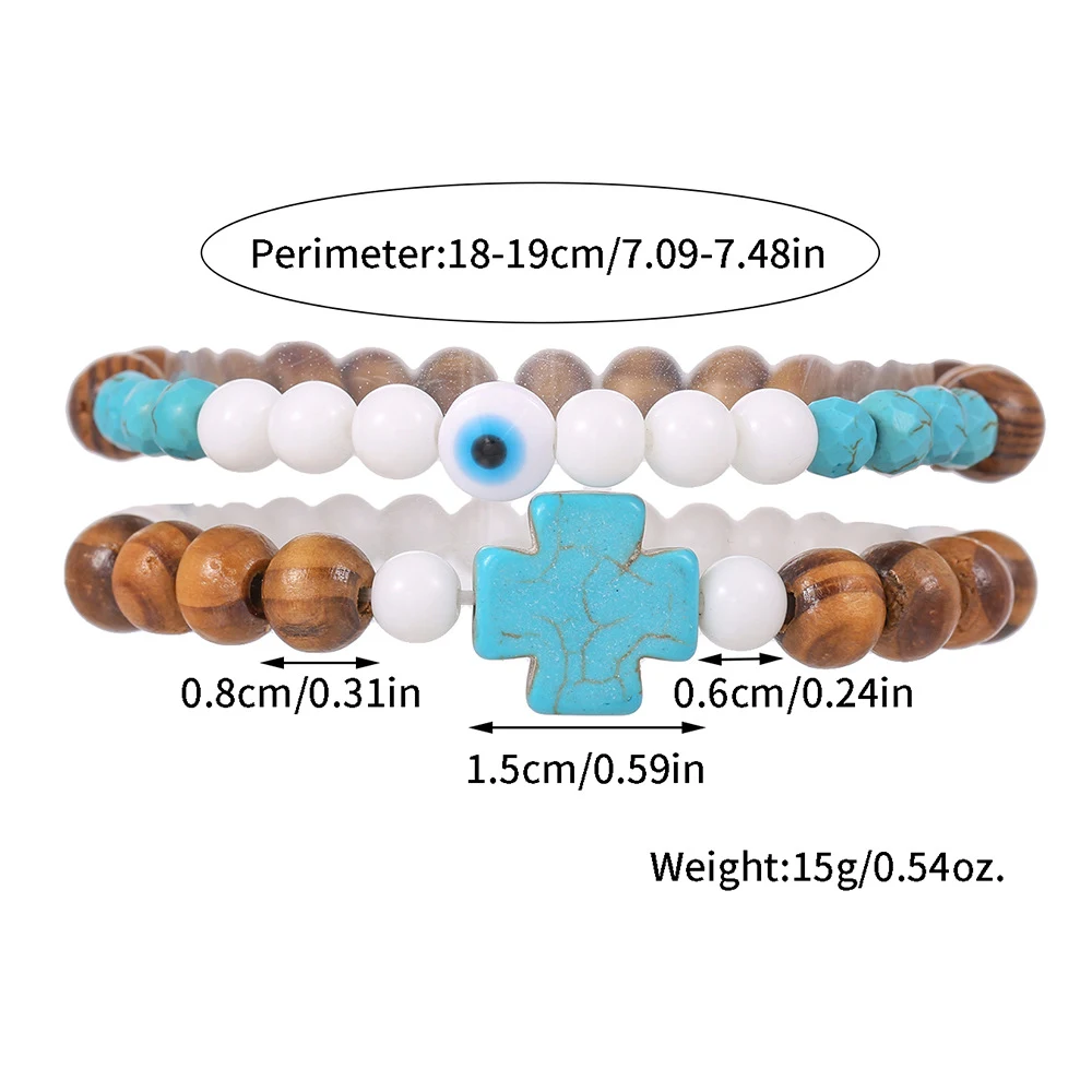 Pulseira para casais masculina com cruz turquesa, moda fashion, presente ideal, acessório estiloso para ele, pulseira de amizade e amor. — foto 1