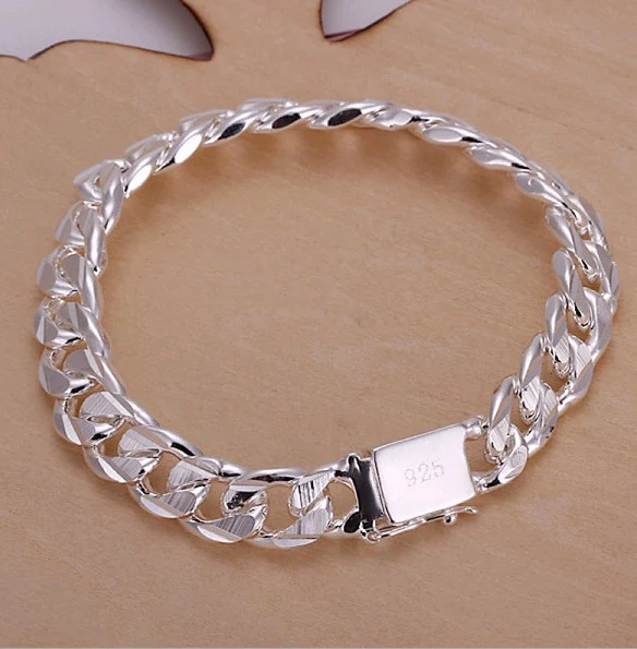 Pulseira de fivela lateral de alto grau masculina de prata — foto 3