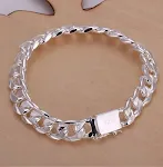 Pulseira de fivela lateral de alto grau masculina de prata — foto 3