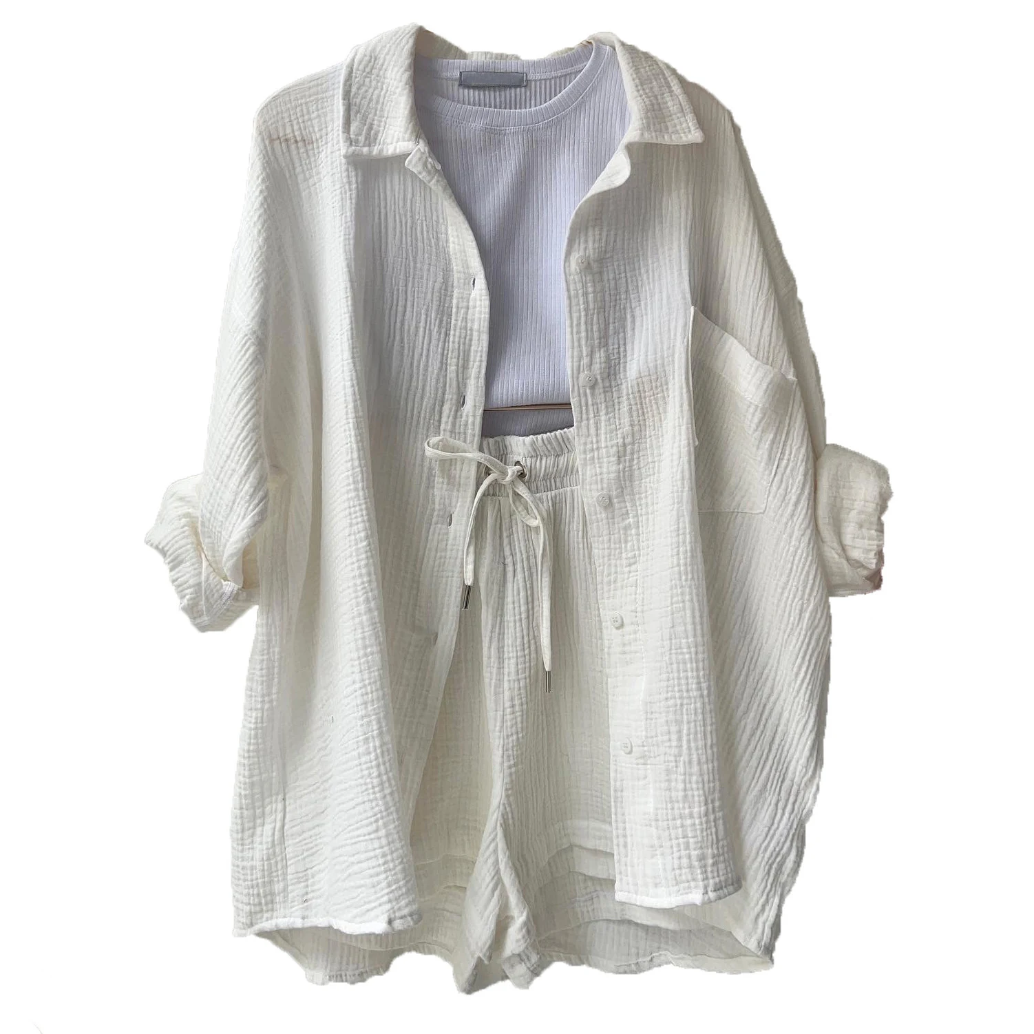Title 12, Conjunto feminino casual de moda, camisa de man...