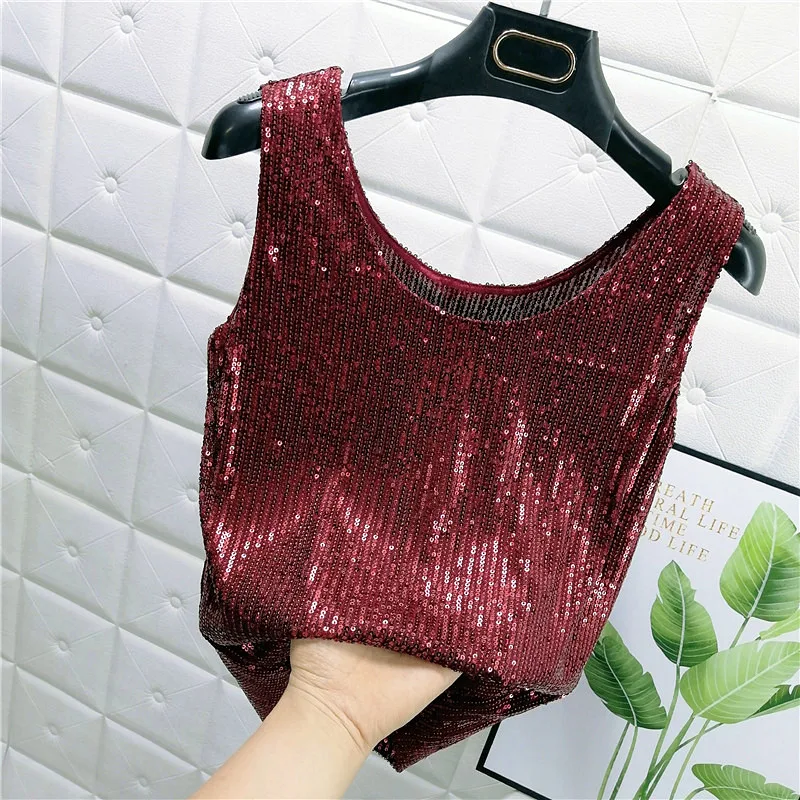 Heldere zijden mode glitter dieptepunt shirt jarretel top — foto 3