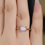 Novo Anel de Tartaruga Opalina Branca Redonda, uma joia elegante e charmosa, perfeita para presentear e adicionar um toque especial. — foto 2