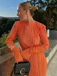 Temperament Commuter Pleated High Elastic Long Dress for Women. Comfortable and stylish for daily wear, perfect for work — photo 1