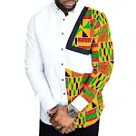 Wish Aliexpress Men's African Style Ethnic Printing Long-Sleeved Lapel Shirt — photo 1