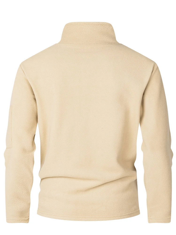 Jaqueta de moletom casual com gola alta, estilo europeu e americano, solta e simples, com zíper e fleece dupla face para conforto. — foto 2