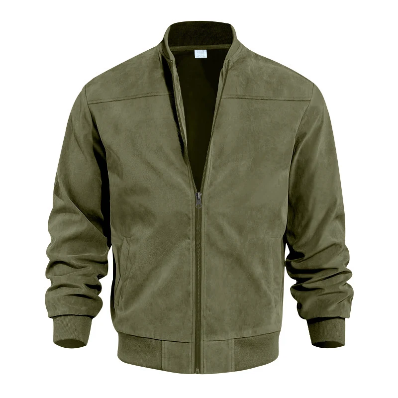 Men's suede solid color casual retro jacket, perfect for a relaxed and stylish look, offering comfort and a classic desi — photo 2