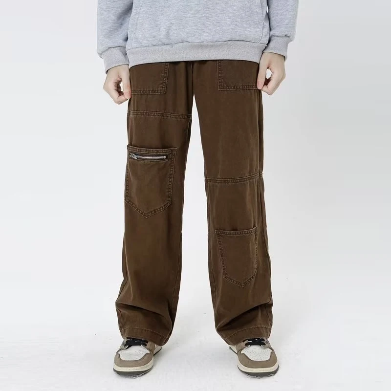 American Personality Jeans with Zipper, Worn Details, Burrs, Tassels and Hip Hop Design. Stylish and Unique Streetwear. — photo 9