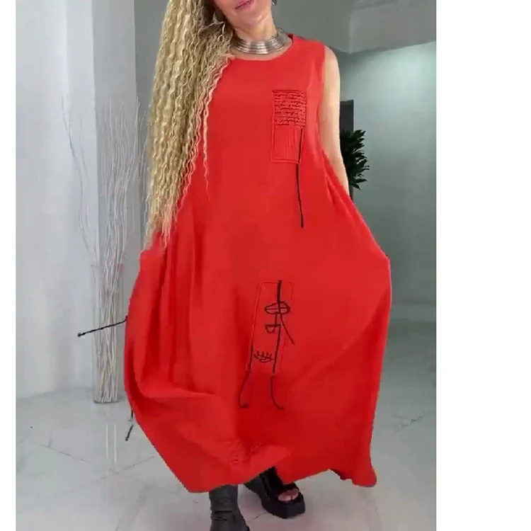 Title 3, Plus Size Printed Solid Color Loose Round Neck ...