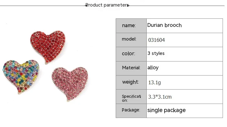 Broche de diamante en forma de corazón para mujer, vintage, con brillantes. Un adorno elegante y romántico, perfecto para ocasiones especiales. — foto 2