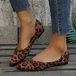 Plus Size Women's Low-cut Suede Flat Leopard Print Pearl Shoes. Comfortable and stylish footwear perfect for any occasio — photo 12