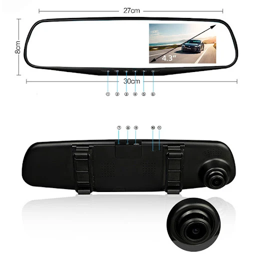 Title 4, Car Driving Recorder HD Night Vision Rearview M...