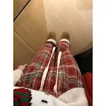 Christmas Red Wool Fleece-lined Lattice Loose Pants offer warm and festive comfort. These winter-ready pants are perfect — photo 5
