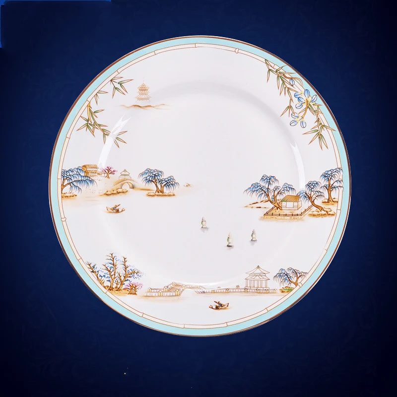 Title 10, New Chinese Style Hotel Table Ceramic Dining Re...