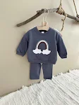 Conjunto Bebê Arco-Íris Multicolorido Patchwork Nuvem Bordada Top e Calças, Conforto e Estilo Diário — foto 22