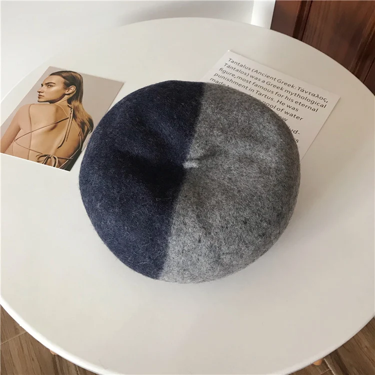 Title 1, Autumn and winter mixed color pure wool beret f...