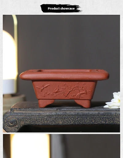 Title 5, Purple Sand Rectangular Bonsai Flower Pot