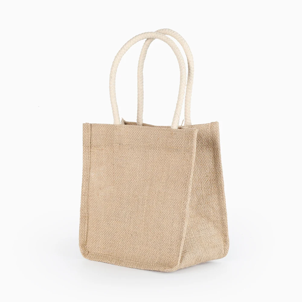 Sacola de juta para compras, com fino linho e algodão, perfeita para compras conscientes e elegantes. Leve e reutilizável. — foto 1