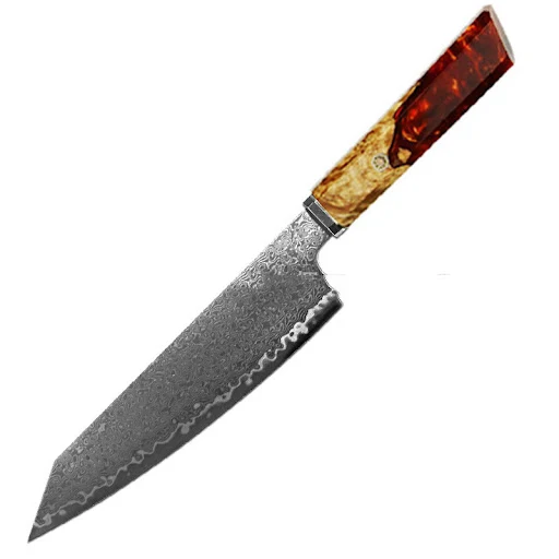 Title 1, Damascus Chefs Knife for Japanese Cuisine. Raz...