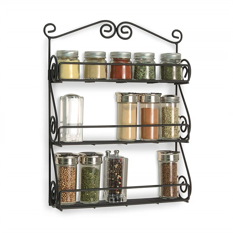 Modern Minimalist Iron Kitchen Storage Rack Wall Hanging Holder. Stylishly organize spices, jars, and supplies while sav — photo 8