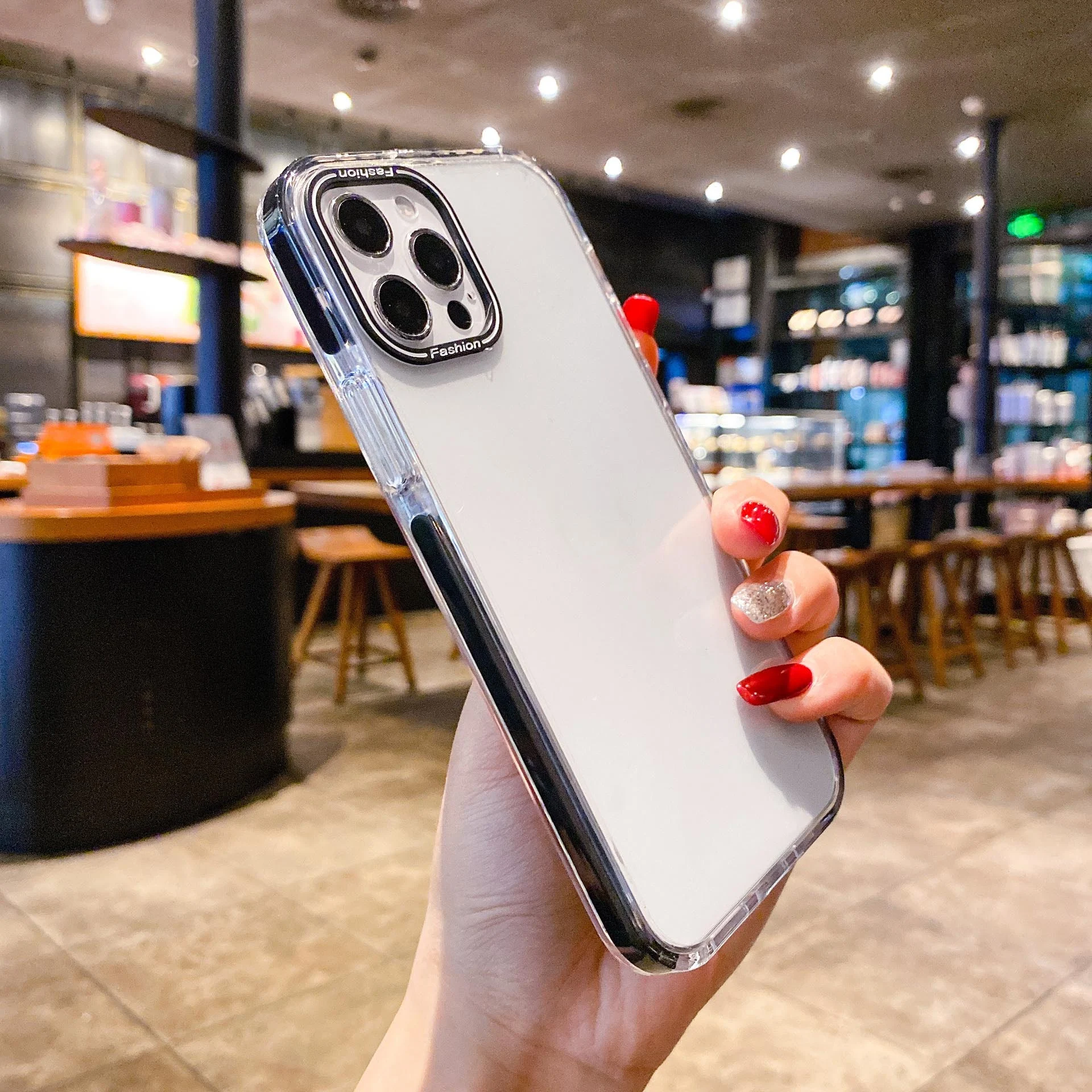 Title 4, Transparent Phone Case with Non-slip Solid Colo...