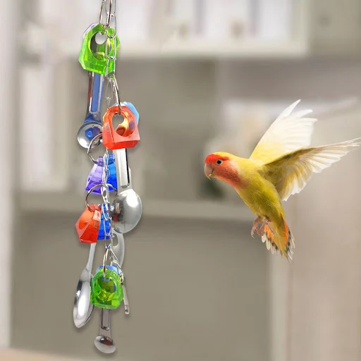 Parrot Toy Chewing Toy Birds Cage Hanging Toy Parrots Large Spoon Rings Nest Exercise Training Tool for Lovebirds Parake — photo 2