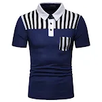 Camisa Polo Masculina de Verão com Costura Listrada, Tamanho Europeu, Manga Curta, Conforto e Estilo para o Calor. — foto 11