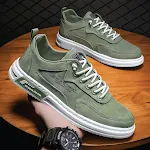 Men's Lace-up Letter Print Platform Canvas Sneakers – Comfortable and stylish sports shoes perfect for everyday wear and — photo 2