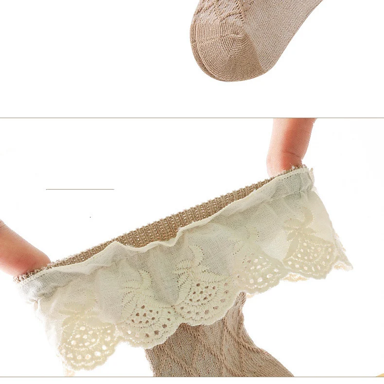 Title 4, Korean Solid Lace Girls Medium Tube Socks offe...