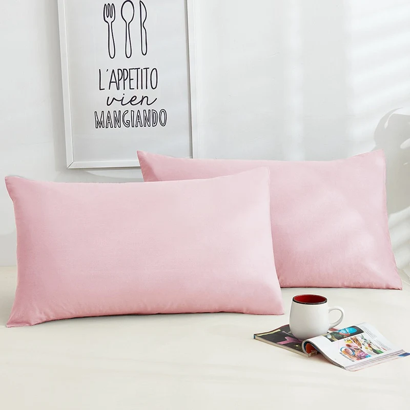 Title 20, Pure Color Cotton Pillowcases A Pair Of Hotel Q...