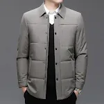 Jaqueta fina de algodão acolchoada para homens de meia idade e idosos, cardigan de cor sólida plus size, casaco leve e confortável. — foto 5