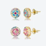 Brincos de prata S925 com zircônia multicolor e diamantes — foto 6