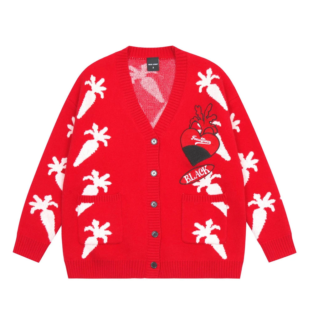 Radish Rabbit Jacquard Knitted Cardigan for Boys, Loose V-neck Button Sweater Coat, comfortable and stylish outerwear fo — photo 6