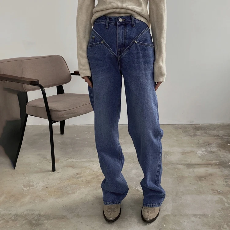Women's American Style Retro High Waist Straight Jeans for a classic vintage look, comfortable fit and perfect for every — photo 4