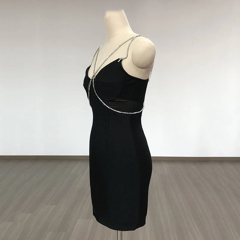 Title 11, Crystal Drill Chain Strap Tulle Stitched Backle...