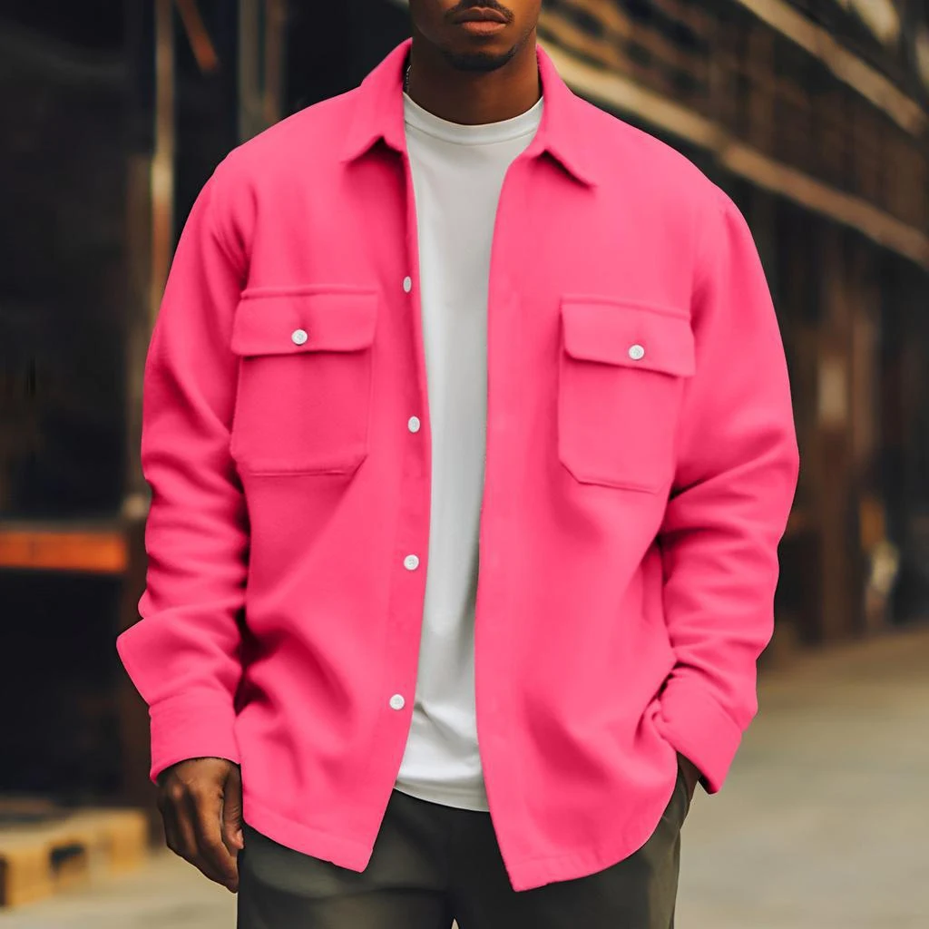 Jaqueta básica masculina de cor sólida Plus Size Casaco casual perfeito para o dia a dia Conforto e estilo em uma só peça — foto 9