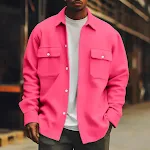 Jaqueta básica masculina de cor sólida Plus Size Casaco casual perfeito para o dia a dia Conforto e estilo em uma só peça — foto 9