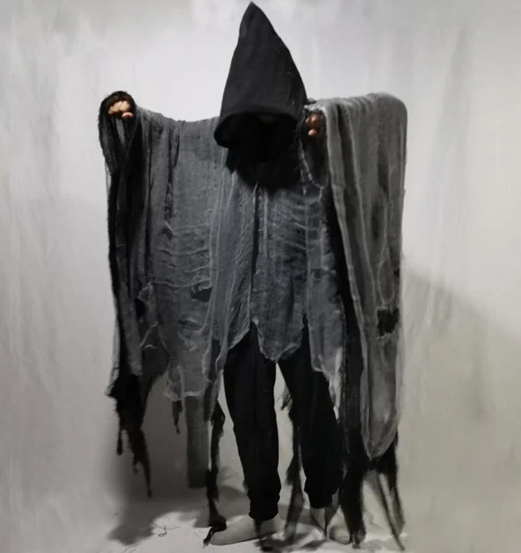 Capa de Halloween Zombie com Estampa de Caveira Roupa Assustadora e Acessórios. Perfeita para Festas à Fantasia e Cosplay. — foto 9